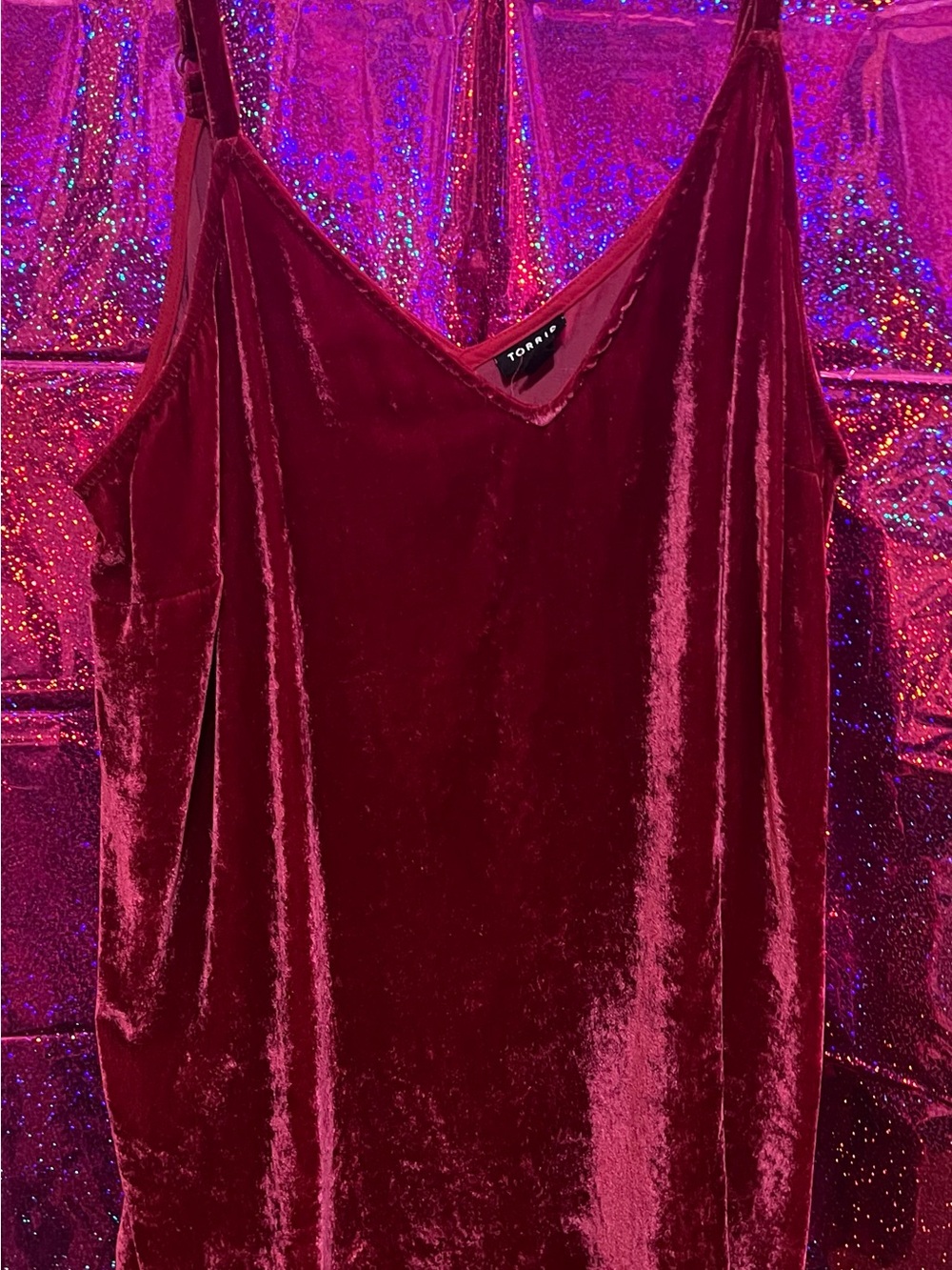 torrid Velvet V-Neck Cami Tank in Wine Red